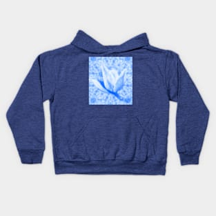 Abstract Bauhinia flower in blue Kids Hoodie